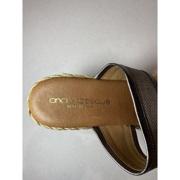 ANDRE ASSOUS Womens Espadrille Arabella Toe Wedge Slip On Sandals Shoes 37 - Picture 6 of 10